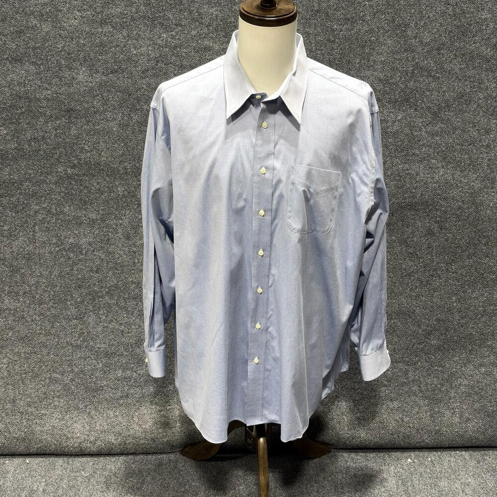 Jos A Bank Shirt Mens 18-35 Blue Solid Classic Fit Long Sleeve Dress Cotton